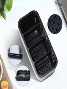 Cozinha Faqueiro Organizador Faca Suporte De Armazenamento De Dreno De Plástico Colher Garfo  Utensílios De Cozinha Ferramenta Bandeja Prateleira - Prata - Visão 6