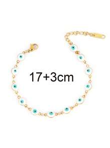 不鏽鋼珐琅土土耳其邪惡眼手鍊,彩色邪惡眼吊飾手鍊女性珠寶禮物 - #A1273 白色 - 查看 3