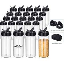 4pcs/Set 400ml Clear Pet Plastic Spice Jars With Shaker Lids, Reusable Large Capacity Condiment Container For Kitchen Counter Storage