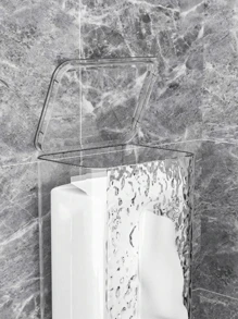 1 件/2 件透明冰川图案纸巾盒，壁挂式纸巾架，适用于浴室、厨房、盥洗室 - 透明黑 - 查看 4