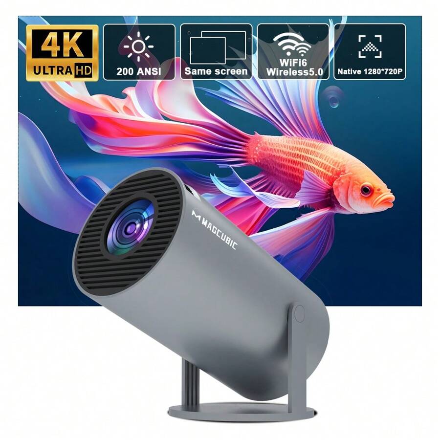 Magcubic投影機 4k Android 11 Hy300 雙wifi6 200ansi Allwinner H713 Bt5.0 1080p 1280 * 720p 影院戶外便攜式投影機