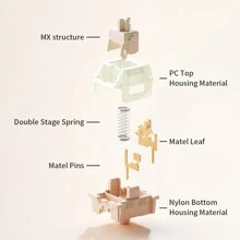 定制机械键盘专用线性开关，5针，高保真音质，适合麻将音效，带咖啡奶茶开关杆。 - 杏色 - 查看 5