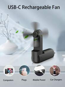 1入組迷你風扇,可攜式折疊風扇,帶動力銀行,usb可充電小口袋風扇,3檔電池供電個人風扇,適用於戶外旅行,男女朋友、家庭、教師和員工禮物 - 黑色 - 查看 3