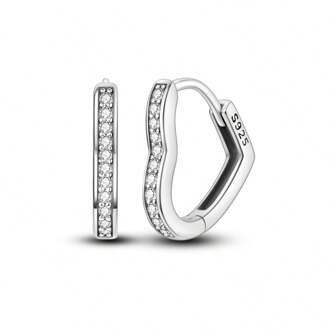 925 Sterling Silver Heart Earrings Simple Hoop Earrings Elegant Luxury Earrings For Women Anniversary Gifts Valentines