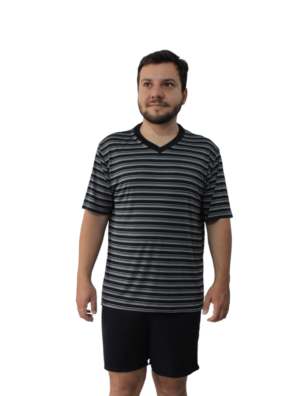 Pijama Camiseta Listrada Masculina Casual Listras Grandes