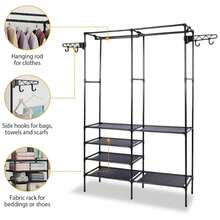 Closet Clothes Organizer Wardrobe Double Side Hook - BLACK - Black - View 7