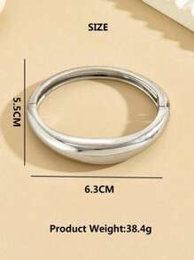 1pc Fashionable Metallic Simple Bracelet Suitable For Daily Wear, Office, French Romantic Minimalist Style, Party, High-End Occasions, Formal Dressing For Women - Silver - View 4