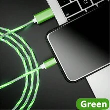 Dây sạc nhanh 40W 3A USB Type C có đèn LED phát sáng Cáp USB tương thích với Samsung Galaxy S23 S22 Xiaomi Redmi Huawei OPPO Sạc điện thoại Truyền dữ liệu USB C Line - màu xanh lá - Xem 3