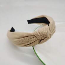 1pc Ladies" Solid Color Candy-Colored Waffle Fashionable Hairband With Knot Design, Simple Hair Accessory For Festivals And Daily Wear,Hairband,Hair Hoop Headbands