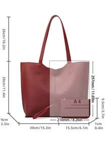 Ladies' Pu Leather Top Handle Shoulder Bag With Detachable Shoulder Strap And Zipper Pocket