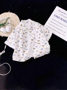 Young Boy Retro Cute And Stylish Casual Comfortable Loose Fit Short Sleeve Shirt With Bear Print For Summer - White - View 2