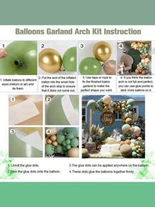 165pcs Green, Khaki, Ivory, Gold Balloon Garland Kit, Suitable For Wedding, Birthday Party Decoration, Birthday Photo Props, Anniversary Party Balloon Decor, Baby Shower Decor - Multicolor - View 3