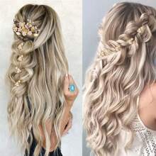 7pcs/Set Handmade White Pearl, Alloy Leaves & Flowers Decor Hairpin Set, Bridal Hair Accessories For Wedding Dress Elegant Valentine's Day Accessories