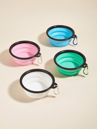 1 Peça Tigela de Animais de Estimação Portátil de Viagem de 350ml/650ml com Clipe, Dobrável para Beber e Alimentar, Acessórios de Cachorro para Passeio