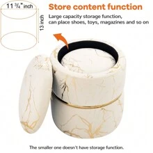 Furnistyle Round Velvet Ottoman Pack Of 2, One Bigger For Storage And The Other Smaller For Footstool, Modern Upholstered Tufted Footstool In Bronzed Fabrics, Ottoman Stool Set With Storage, Accent Vanity Stool Chair For Makeup Room, Bedroom And Living Room, Side Table Footrest For Easter Decorations