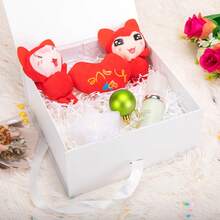 白色帶結禮盒5入組，帶蓋8 x 8 x 4英寸，可摺疊的男儀奉承禮盒，磁力禮盒，適用於禮物、婚禮、聖誕節、生日 - 白色 - 查看 8