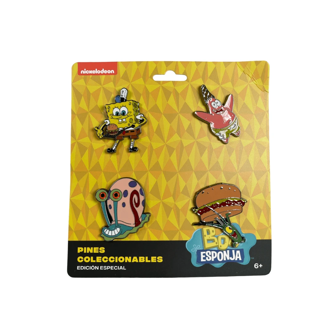 Pines de Metal Bob Esponja Clasicos (Bob, Patricio, Gary, Plankton) Moda Geek - Multicolor - Ver 1