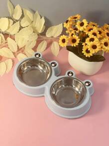 Suministros Para Mascotas Cuencos Dobles De Acero Inoxidable Con Diseño De Dibujos Animados Para Comida Y Agua De Perros Y Gatos