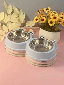 Suministros Para Mascotas Cuencos Dobles De Acero Inoxidable Con Diseño De Dibujos Animados Para Comida Y Agua De Perros Y Gatos