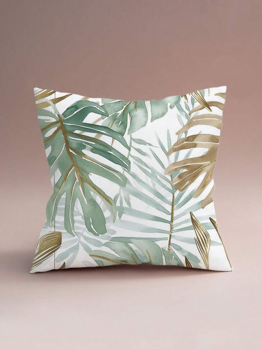 1pc Leaf Printed Decorative Pillow Cover For Home - Multicolor - View 1