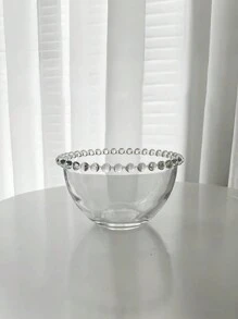 1pc Simple And Creative Beaded Glass Bowl For Desserts, Ice Cream, Fruit Salads, Soy Sauce, Oatmeal And Yogurt, Household Tableware - Clear - View 13