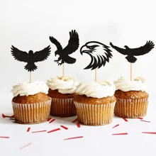 12入組黑色閃亮老鷹和秃頭老鷹形狀生日蛋糕插牌,適用於老鷹主題派對裝飾 - 黑色 - 查看 1