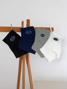 4 雙/套 男女薄款運動情侶襪 中長 Ins 風格籃球襪 春夏 - 彩色 - 查看 4