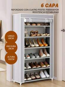 Zapatero con funda de tela con zapatero de 6 niveles, estructura de acero y conexiones de plástico para almacenamiento y almacenaje de zapatos - Gris Claro - Ver 1