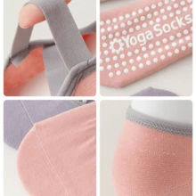 1雙女款瑜伽襪,防滑花紋與綁帶,適用於普拉提、芭蕾、舞蹈、光腳運動 - 粉色 - 查看 5