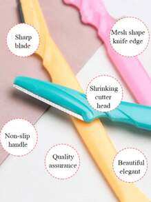 3 件套修眉刀、毛发修剪器、剃须刀和强力工具、带盖面部剃须刀、Dermaplaning 剃须刀工具 | 护肤派对礼品、美发产品和理发沙龙美容旅行必备配件 - 彩色 - 查看 3