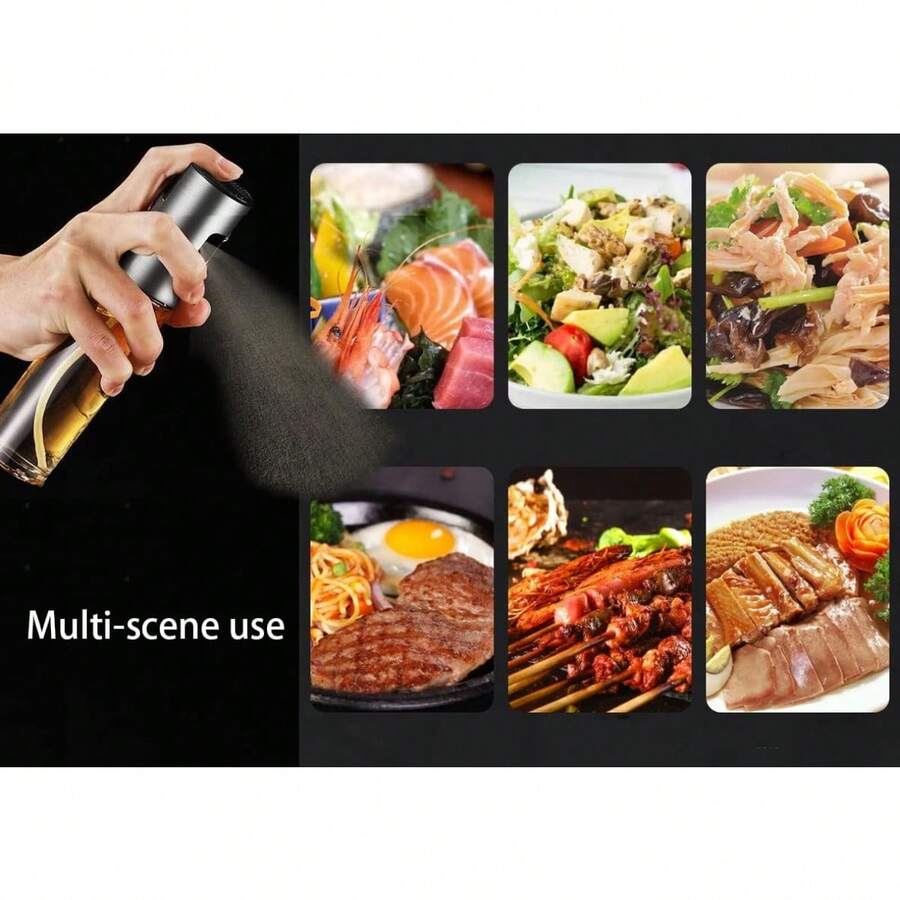1入組玻璃噴霧瓶,壓噴式油罐,燒烤噴霧瓶,廚房醬料醋調味瓶,輕食油控瓶 - 銀色 - 查看 1