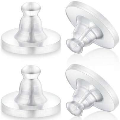 Earring Backs, Silicone Earring Backings, Clear Rubber Earring Back Stoppers, Soft Clutch Ear Locking With Pad, Hypoallergenic Silicone Earrings Backs Replacement Back Stoppers (Pack Of 20\50\100)