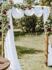 2.5ftx19.5ft Backdrop Curtain For Parties Thick Polyester White Wedding Drapes Panels Satin Curtains Decoration Back Drop Cloth For Photography Baby Shower Birthday Party Outdoor Decor - 白色 - 查看 5