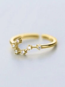 ESBERRY 1pc Twelve Zodiac Adjustable Ring For Women S925 Sterling Silver Fine Ladies Jewelry Gift - Gold - View 6