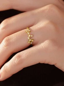 ESBERRY 1pc Twelve Zodiac Adjustable Ring For Women S925 Sterling Silver Fine Ladies Jewelry Gift - Gold - View 5