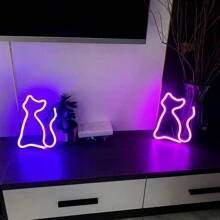 1 szt. Neonowa tablica z kotem, 9,05 x 7,05 cala (ok. 23 x 18 cm), zasilana przez USB/baterię, neonowa tablica LED w kolorze różowym, dekoracja ścienna z kotem do sypialni, na imprezę świąteczną, walentynkową, urodziny, wesele, do domu, na Boże Narodzenie, do baru - Wielokolorowe - Zobacz 12