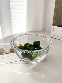1pc Simple And Creative Beaded Glass Bowl For Desserts, Ice Cream, Fruit Salads, Soy Sauce, Oatmeal And Yogurt, Household Tableware - Clear - View 9