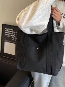 Fashionable Canvas Tote Bag, Versatile Shoulder Handbag,Preppy Book Bag For Book Week, Fashionable Tote Bag With Zipper, Large School Tote Bag, Multiple Compartments, Perfect For Beach, School, Work & Daily Use, Literary School Bag For Teens, Book Bag For Women Or Students, Perfect For Books, Shopping, Back To School And More