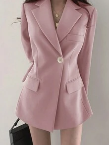 Saco Blazer Dama, Negro, Rosa ,Caqui - Rosa - Ver 2