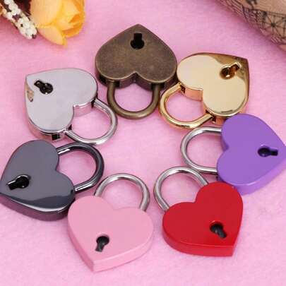 1 Miếng 3cm Mini Hình trái tim Hợp kim kẽm Ổ khóa , Dễ thương Và Bền chặt Khóa Đối với Sử dụng hàng ngày Hành lý , Ba lô , Ngăn kéo , Quyển sổ Và Đồ trang trí