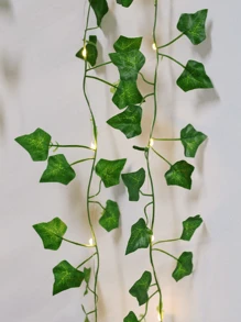 20 Led Battery Powered String Lights, 2m Copper Wire Fairy Lights With Stars & Ivy Leaf Garland, Hanging Vine Lights For Home Bedroom, Christmas, Parties, New Year, Wedding Decorations - Multicolor - View 9