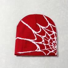 1pc Spider-Web Jacquard Knitted Hat, Y2k Style, All-Match, Warm, Breathable, Suitable For Outdoor Sports And Streetwear In Autumn And Winter Halloween Beanie Fall Outfit - Multicolor - View 6
