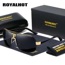 RoyalHot Men Women Polarized Alloy Square Oversized Frame Fashion Glasses Driving Fashion Glasses Shades Male 60041 For Summer Beach Vacation,Outdoor,Travel