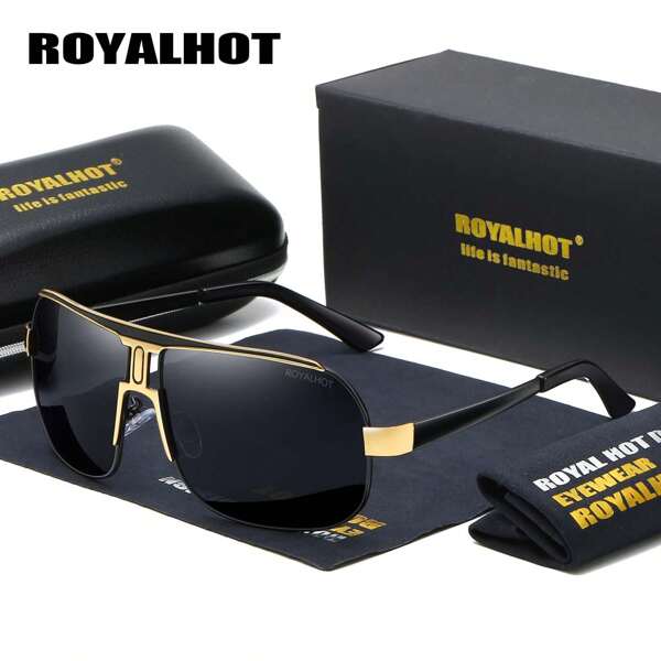 RoyalHot RoyalHot Men Women Polarized Alloy Square Oversized Frame Fashion Glasses Driving Fashion Glasses Shades Male 60041 For Summer Beach Vacation,Outdoor,Travel
