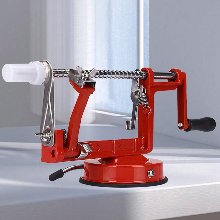 Đa chức năng Hand-cranked Apple Máy bóc vỏ , Thương nghiệp Ba trong một Thủ công Máy gọt trái cây - Đỏ - Xem 1
