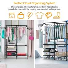 Closet Clothes Organizer Wardrobe Double Side Hook - BLACK - Black - View 3