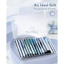 Gel Ink Pens Set,14PCS Pens Set With Case, Cute Note Taking 0.5mm Fine Point Retractable 12PCS Black Ink Pens With 2 Highlighter For School, Note Taking,Writing, Office Supplies