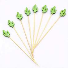 100pcs Bamboo Creative Cactus, Pearl, Duck Egg, Pink Heart Dessert Fruit Picks, For Party Gathering Sweets