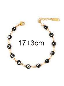 Stainless Steel Enamel Turkish Evil Eye Bracelets For Women Colorful Evil Eye Charms Bracelet Female Jewelry Gift - #A1271 Black - View 3