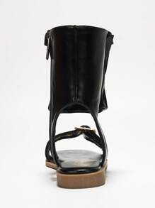 Women's Metallic Pouch Buckle Ankle Strap Square Toe Sandals - Single Square Toe Patent Flat For Casual - màu đen - Xem 5